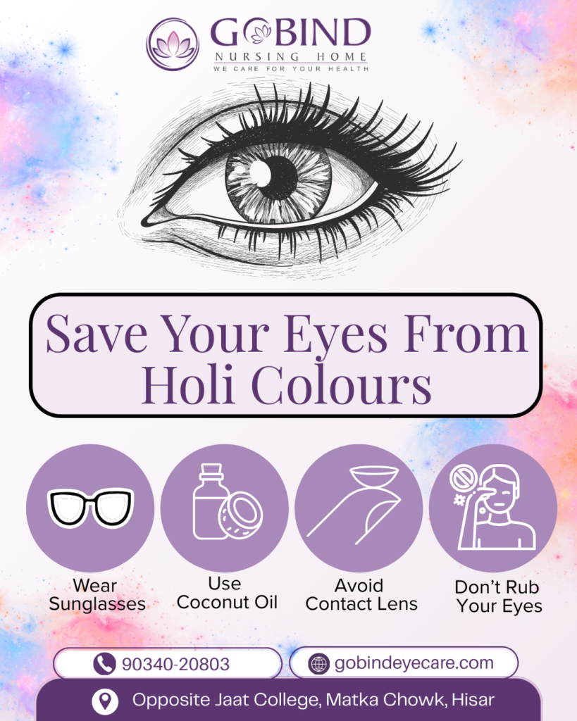 Person protecting eyes from Holi colours using sunglasses and washing eyes with clean water after celebration