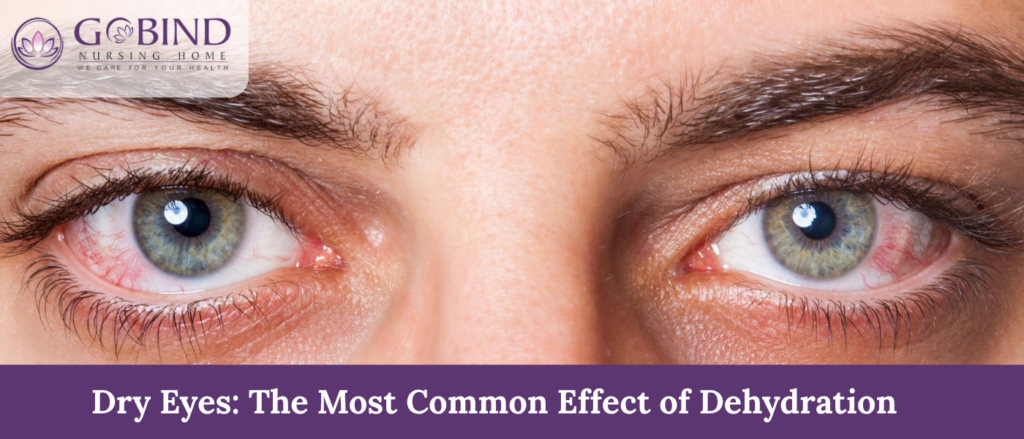 Dry eye syndrome affecting eye health, causing irritation, redness, and discomfort in the eyes.